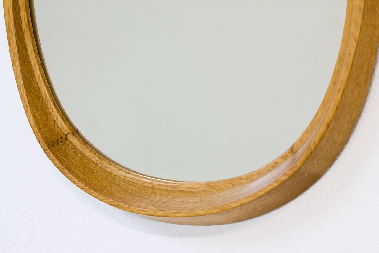 Scandinavian Modern Oval Oak Mirror by Fröseke, Sweden 2