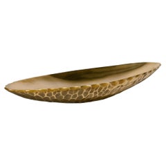 Scandinavian Modern oval solid Brass Bowl with hammered relief, Denmark 1950s