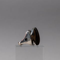 Scandinavian Modern Paal Havgaard Brutalist Silver Ring for Lapponia