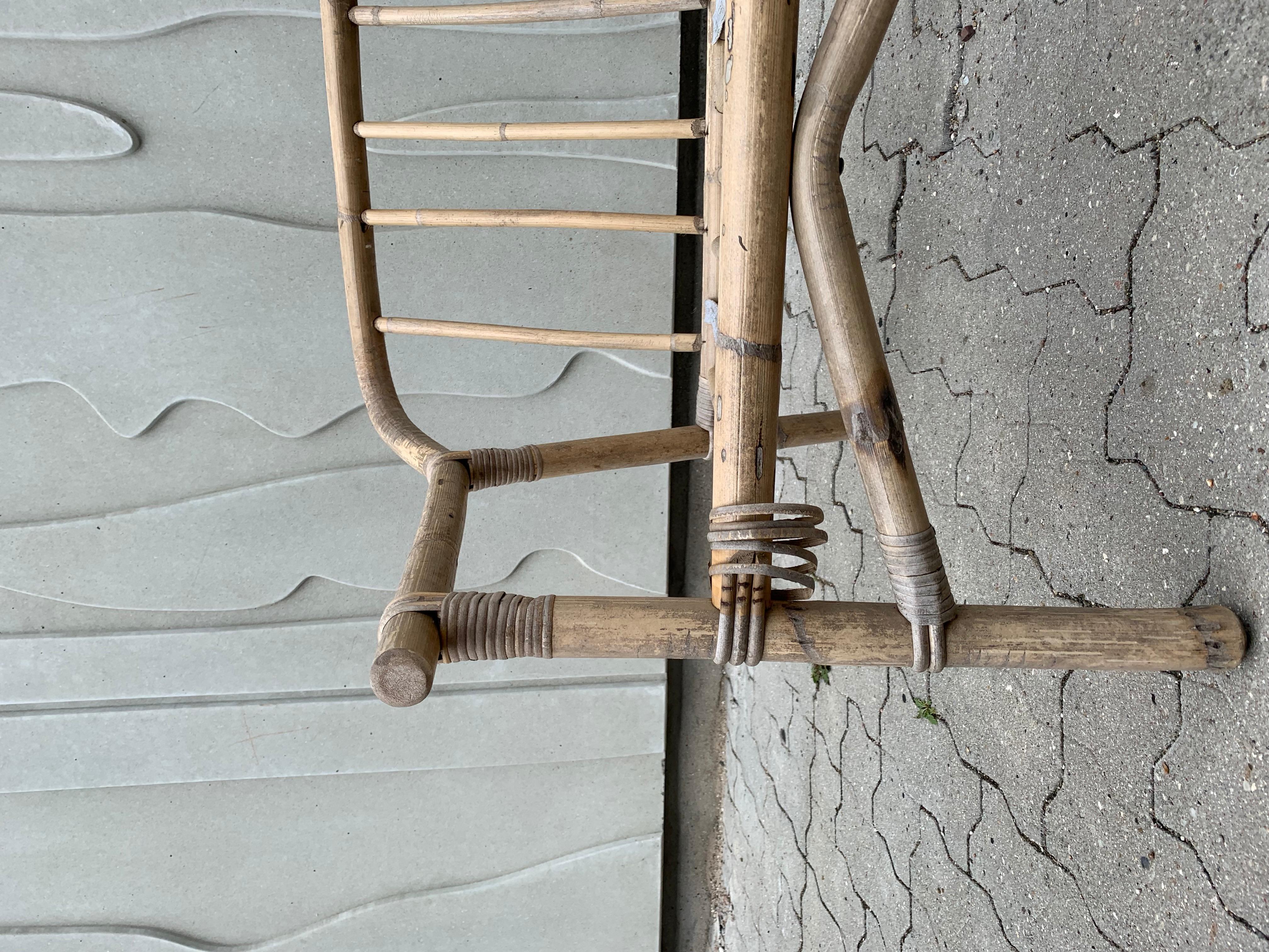 Scandinavian Modern Pair Bamboo and Rattan Safari Chairs 1