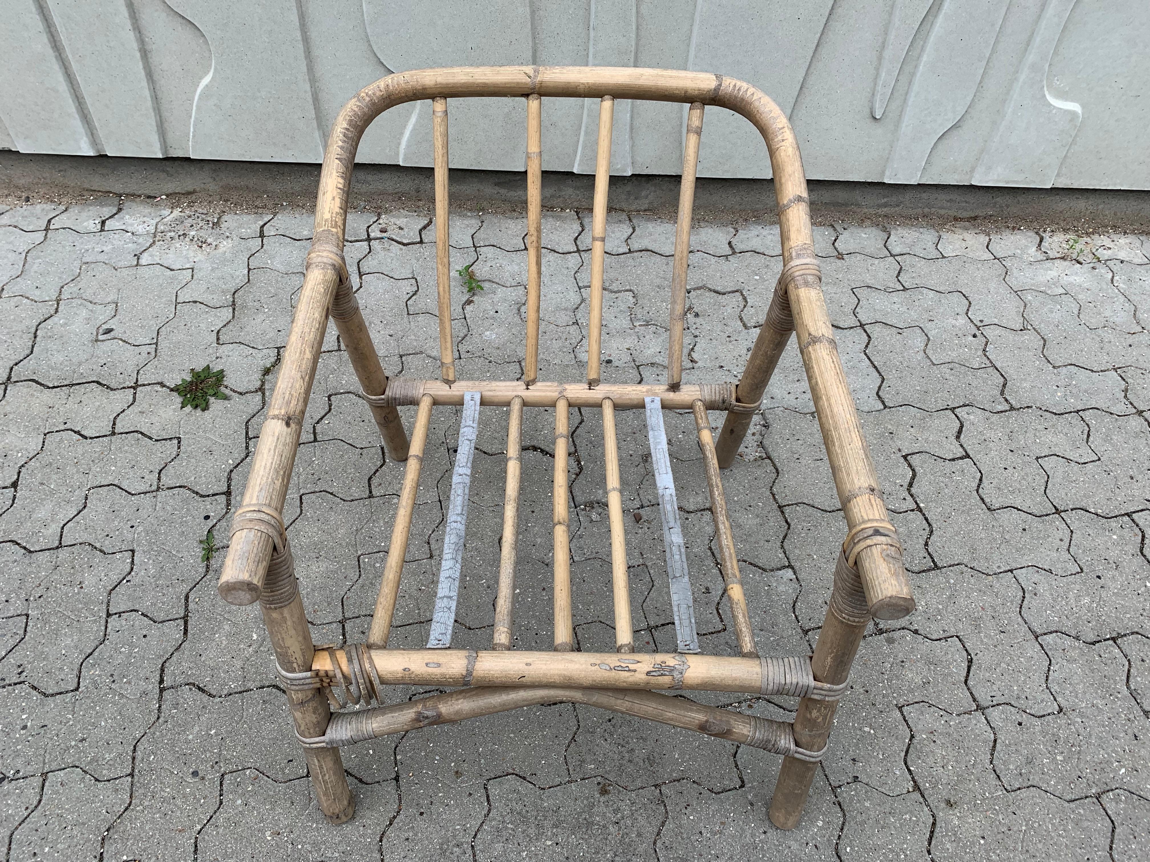 Scandinavian Modern Pair Bamboo and Rattan Safari Chairs 2