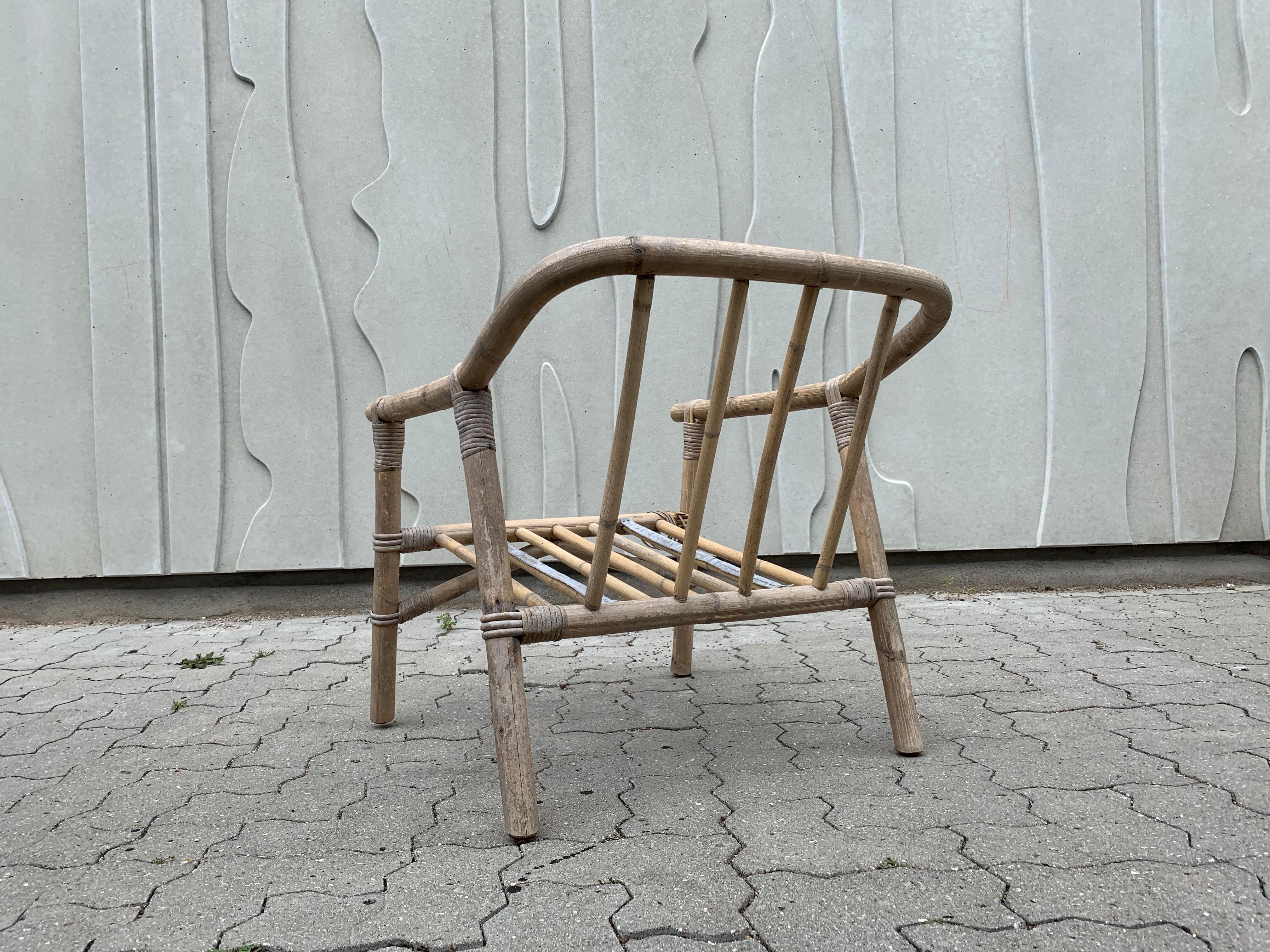 Scandinavian Modern Pair Bamboo and Rattan Safari Chairs 3