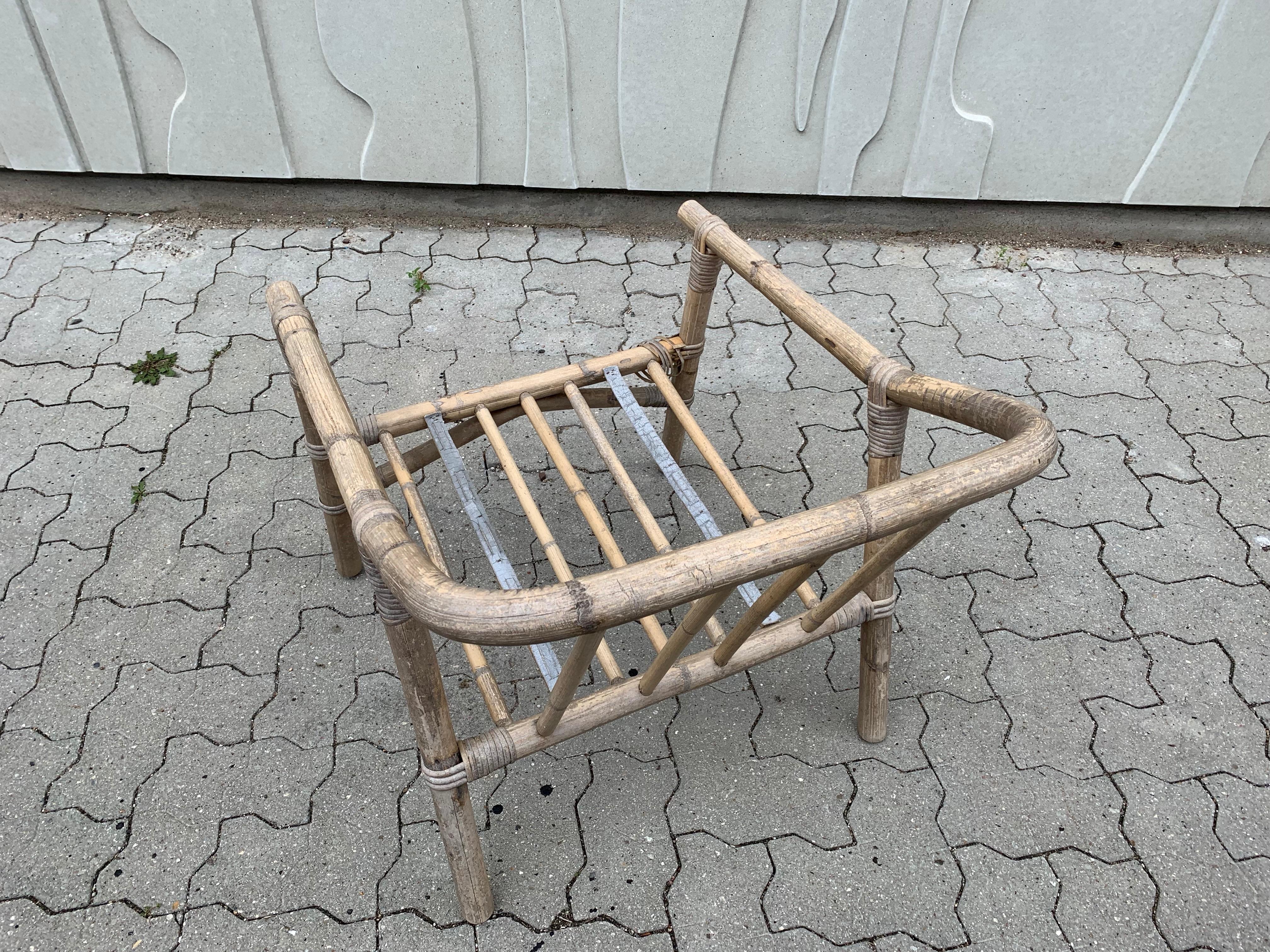 Scandinavian Modern Pair Bamboo and Rattan Safari Chairs 4