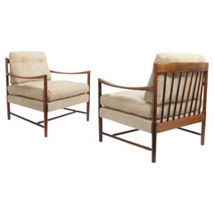 Scandinavian Modern pair Bristol armchairs by Lindlöfs Mǒbler, Lammhult Sweden