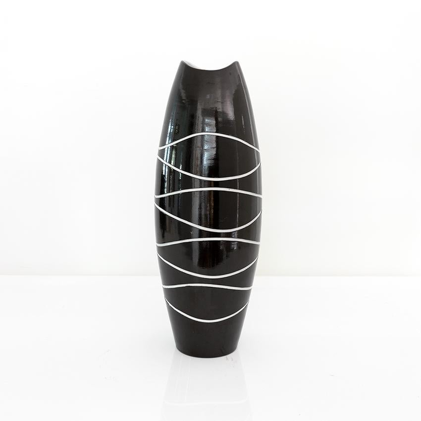 Scandinavian Modern Pair of Atoll Vases by Hjördis Oldfors, Upsala Ekeby Sweden In Good Condition For Sale In New York, NY