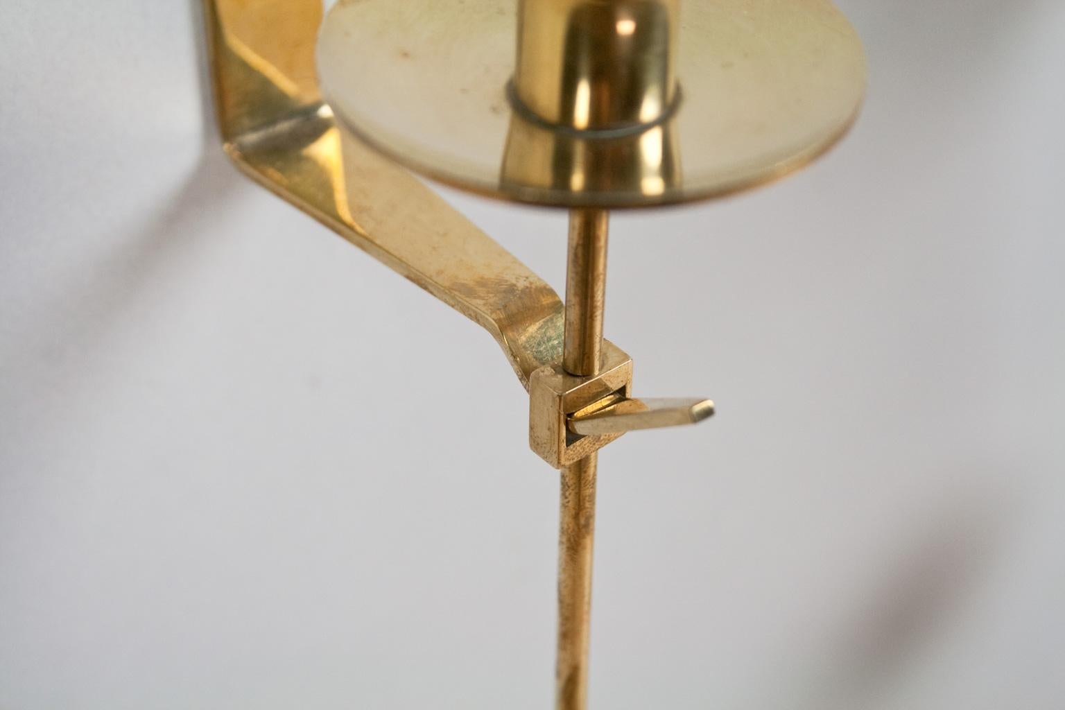 Mid-20th Century Scandinavian Modern Pair of Brass Candleholders 'Pendeln' by Pierre Forssell