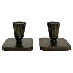 Skandinavisch-modernes Paar Kerzenhalter aus Bronze, ca. 1930-40er Jahre