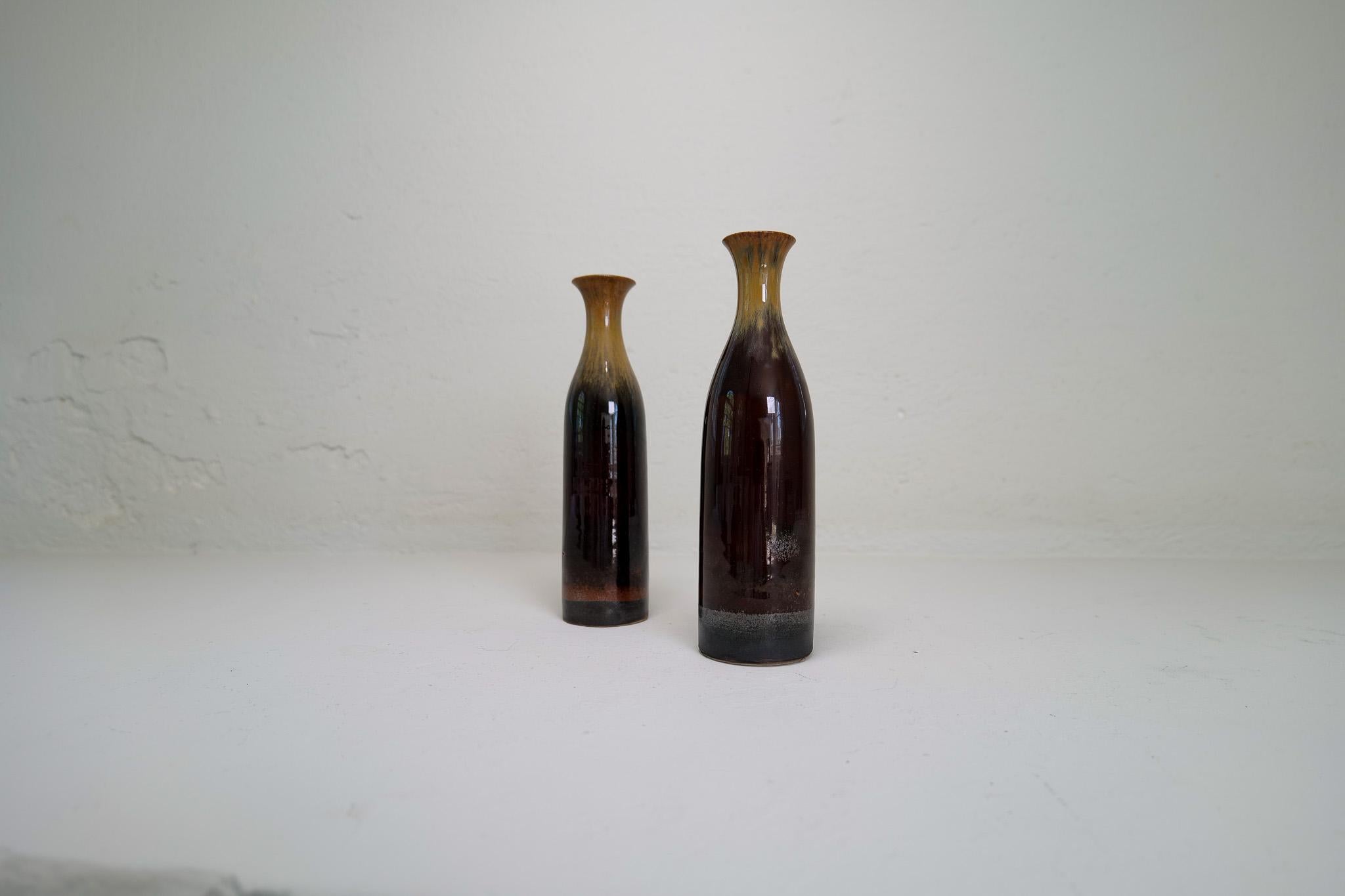 Swedish Scandinavian Modern Pair of Ceramic Vases/Bottles Carl-Harry Stålhane Sweden For Sale