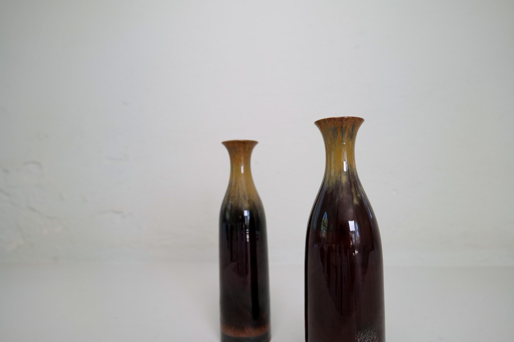 Scandinavian Modern Pair of Ceramic Vases/Bottles Carl-Harry Stålhane Sweden In Good Condition For Sale In Hillringsberg, SE