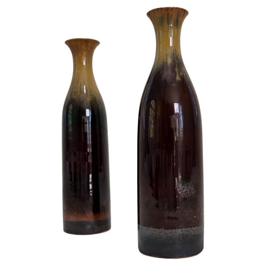 Scandinavian Modern Pair of Ceramic Vases/Bottles Carl-Harry Stålhane Sweden For Sale