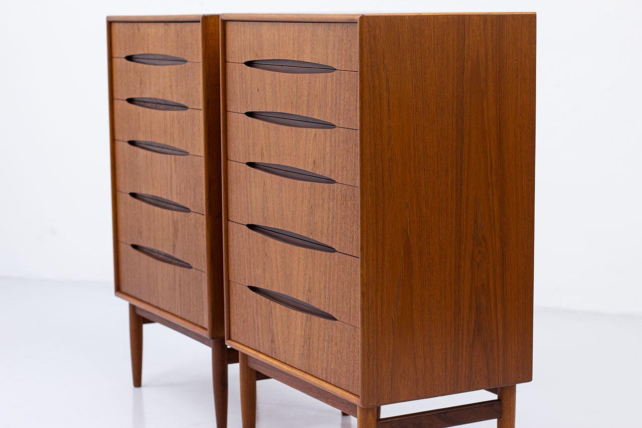 Teak Scandinavian Modern Pair of Chest of Drawers by Kurt Østervig, 1950s