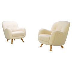 Scandinavian Modern Pair of Club Chairs by Berga Mobler Sweden, 1940s
