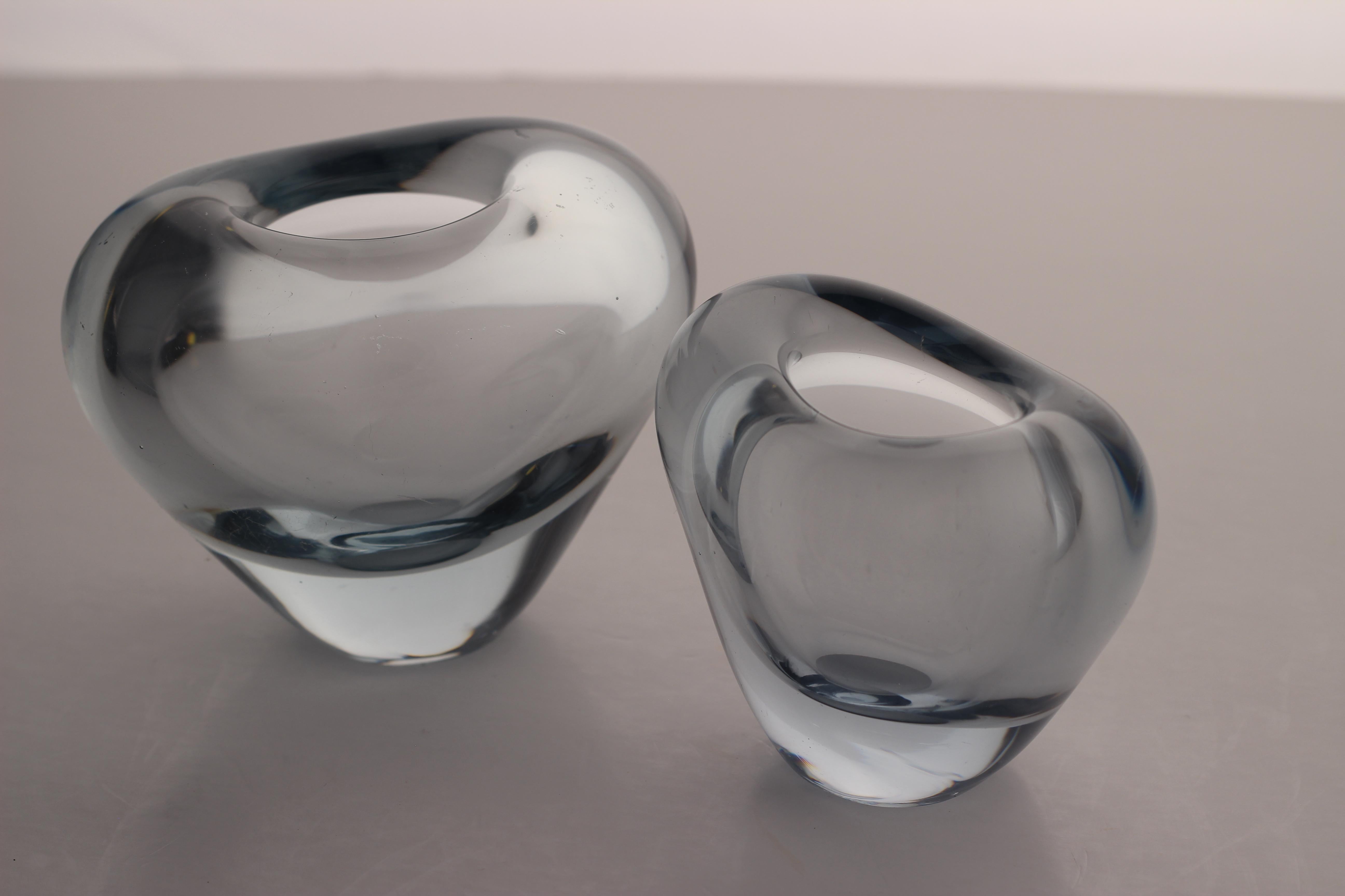 Paire de vases Holmegaard en forme de cœur de style scandinave moderne par Per Lutken en vente 3