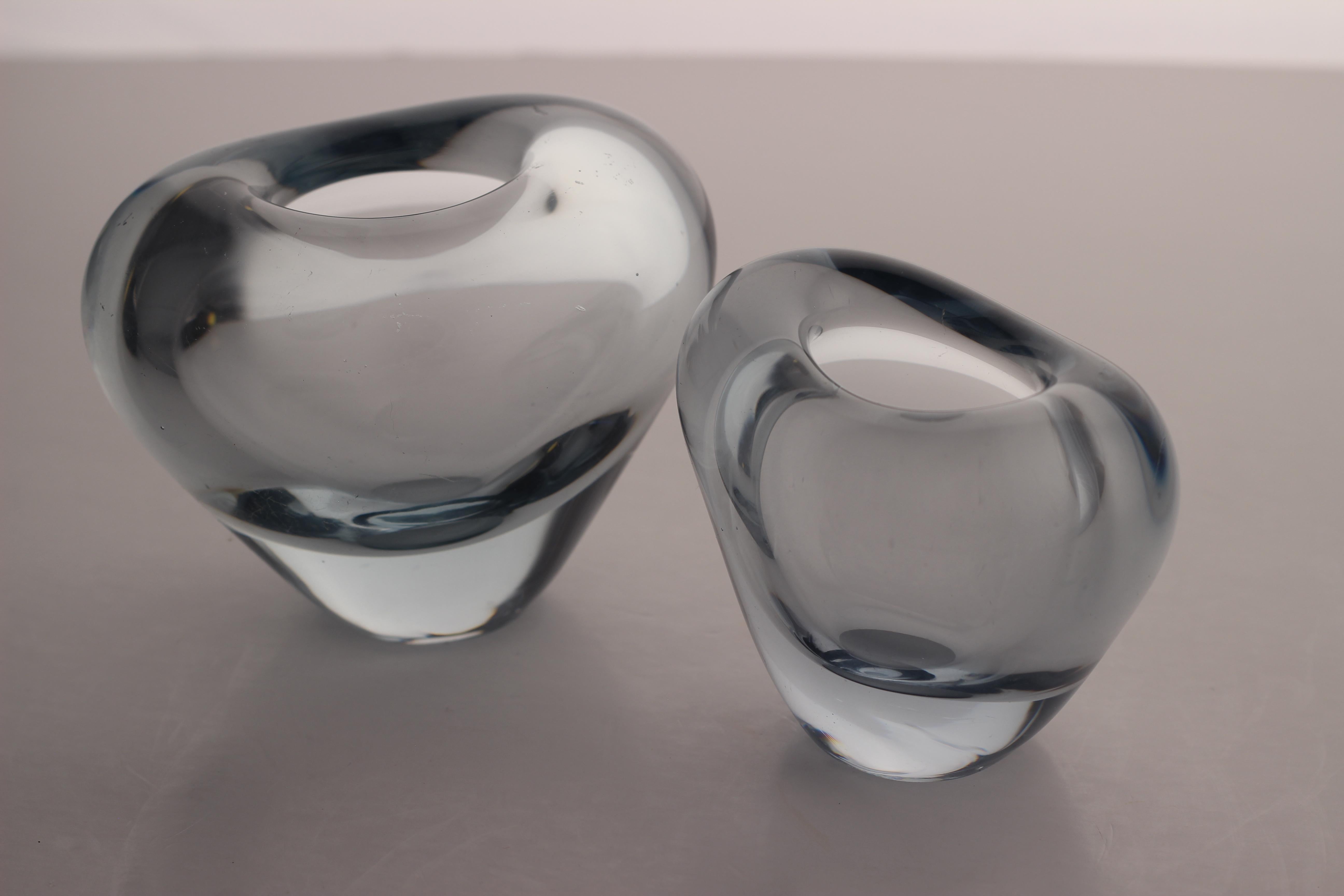 Paire de vases Holmegaard en forme de cœur de style scandinave moderne par Per Lutken en vente 4