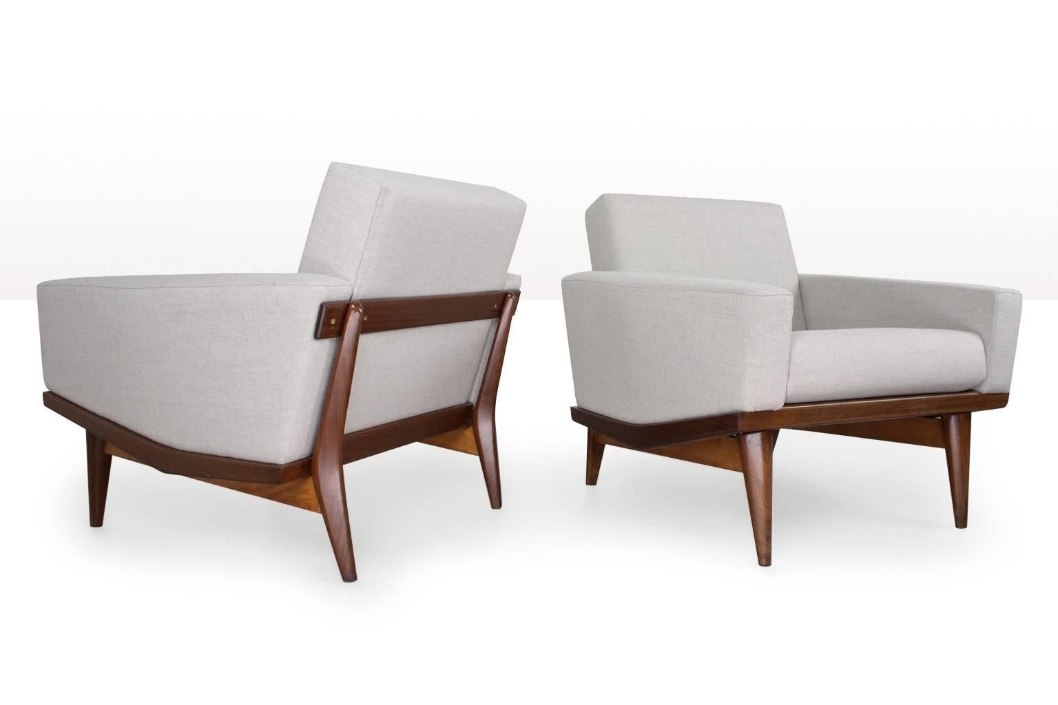 Danish Scandinavian Modern Pair of Lounge Chairs in grey by Wikkelso, 1962 Denmark
