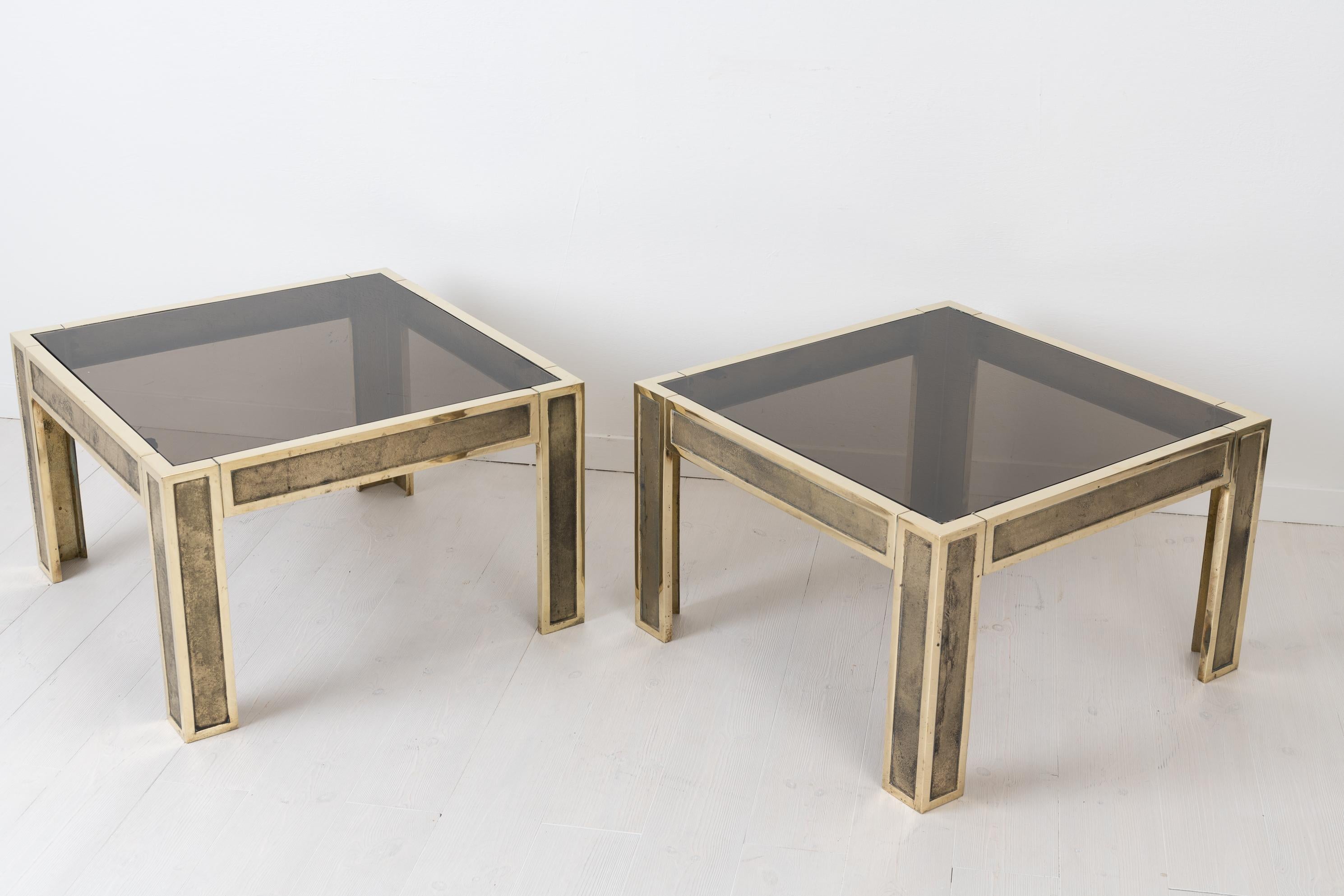 Brass Scandinavian Modern Pair of Norwegian Side Tables For Sale