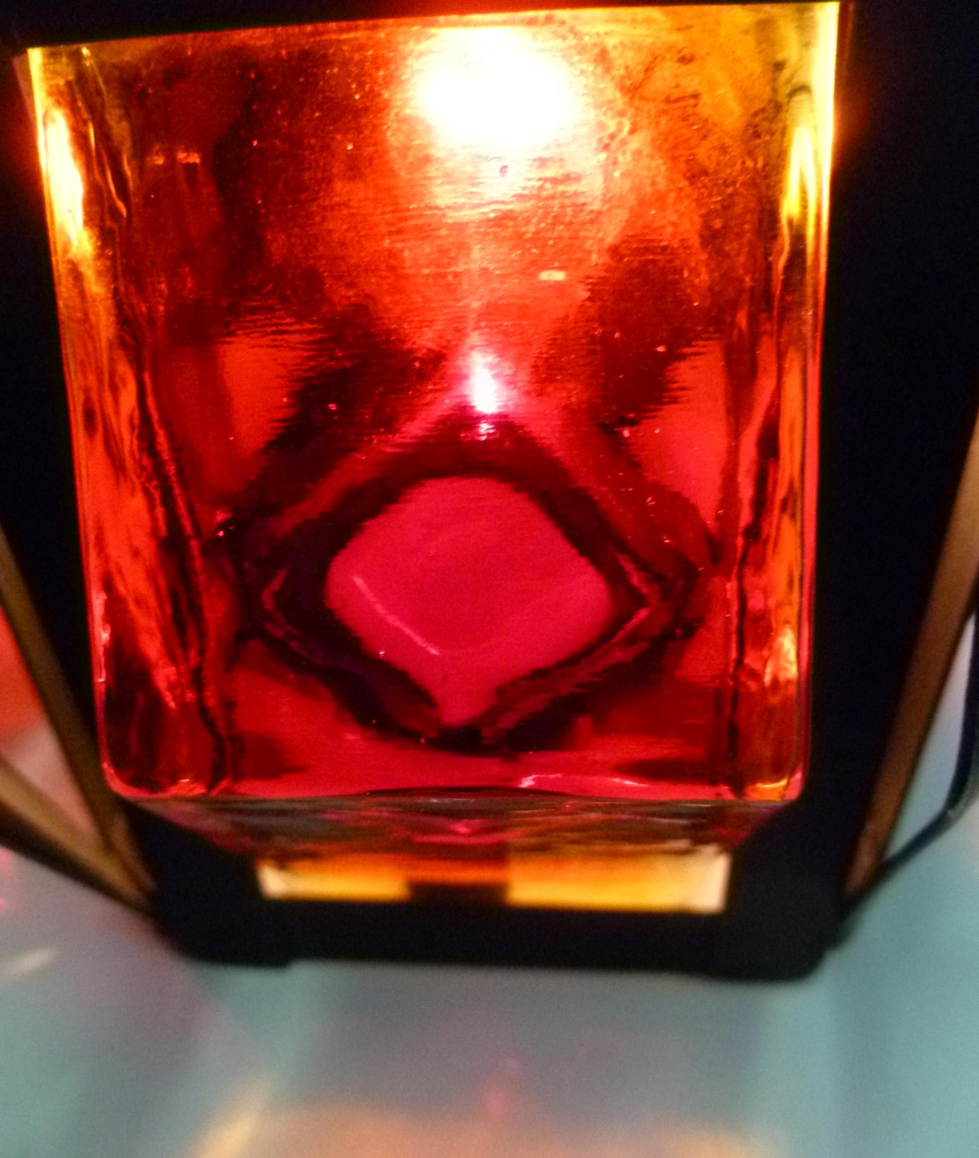 Scandinavian Modern Pair Petite Hoglund Style Red Glass Pendant Lights Sweden  For Sale 3