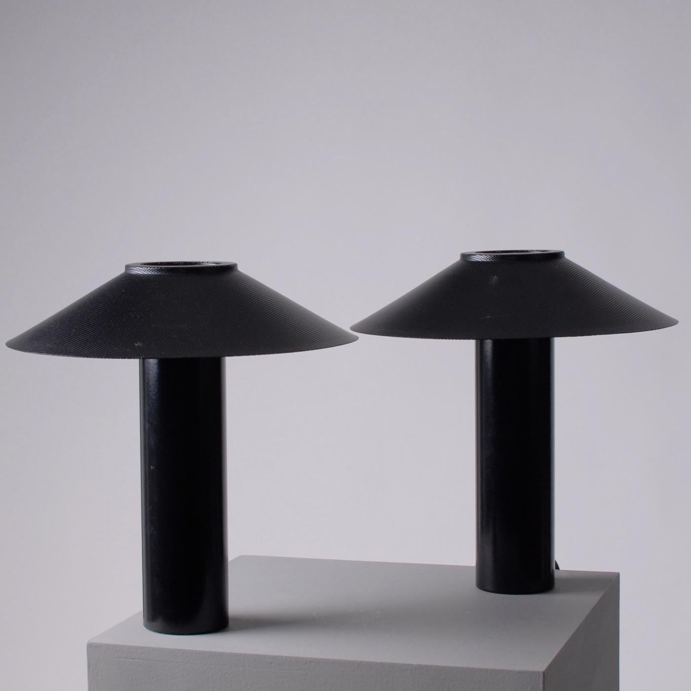 Mid-Century Modern Scandinavian Modern Pair of Royal Copenhagen Black Steel Table Lamp, 1960