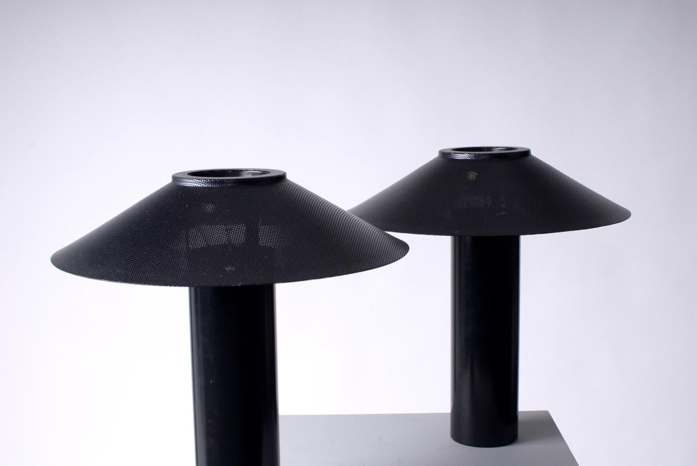 Danish Scandinavian Modern Pair of Royal Copenhagen Black Steel Table Lamp, 1960