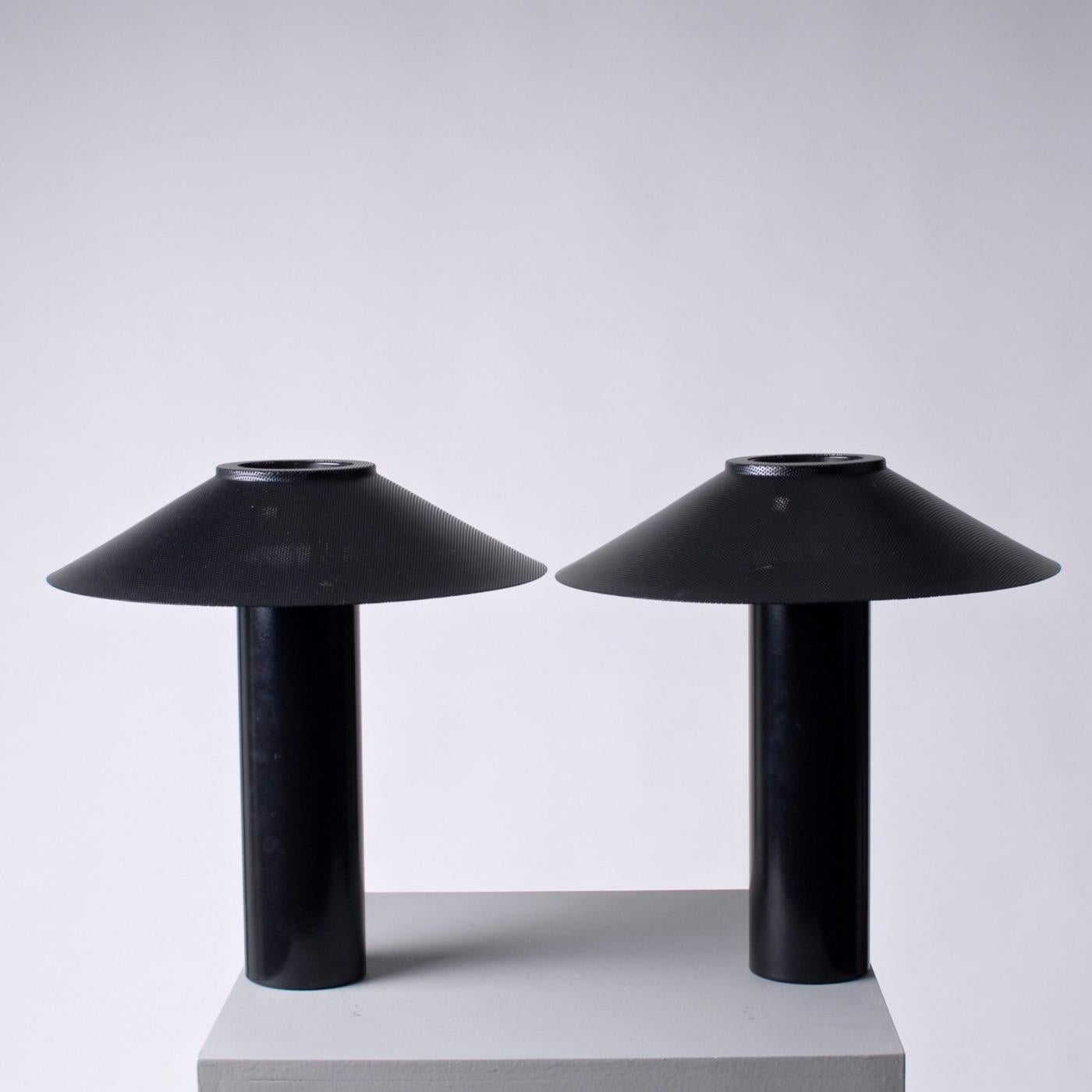 Enameled Scandinavian Modern Pair of Royal Copenhagen Black Steel Table Lamp, 1960