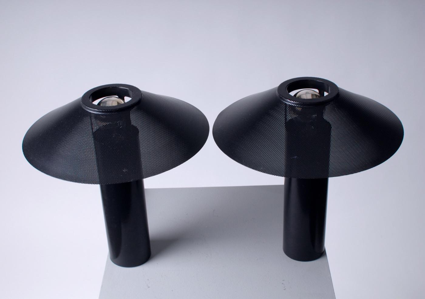 Mid-20th Century Scandinavian Modern Pair of Royal Copenhagen Black Steel Table Lamp, 1960