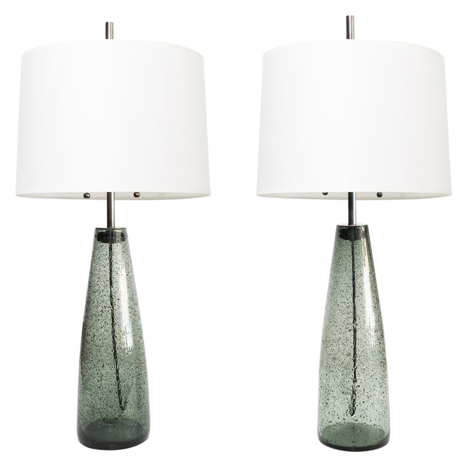 Scandinavian Modern Pair of Stromboli Lamps by Bengt Orup, Hyllinge Glasbruk