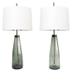 Vintage Scandinavian Modern Pair of Stromboli Lamps by Bengt Orup, Hyllinge Glasbruk