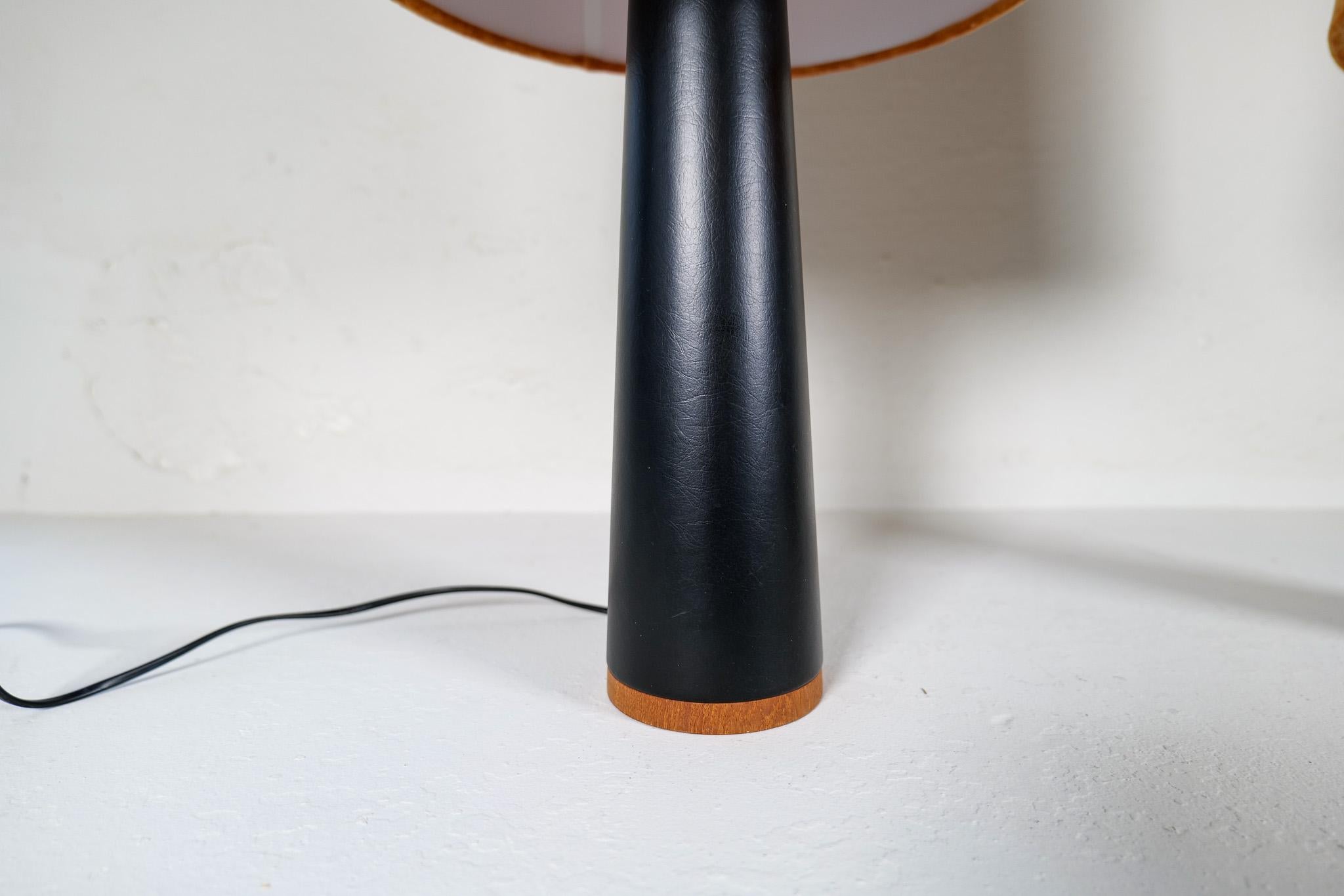Faux Leather Scandinavian Modern Pair of Table Lamps Luxus, Sweden, 1970s For Sale