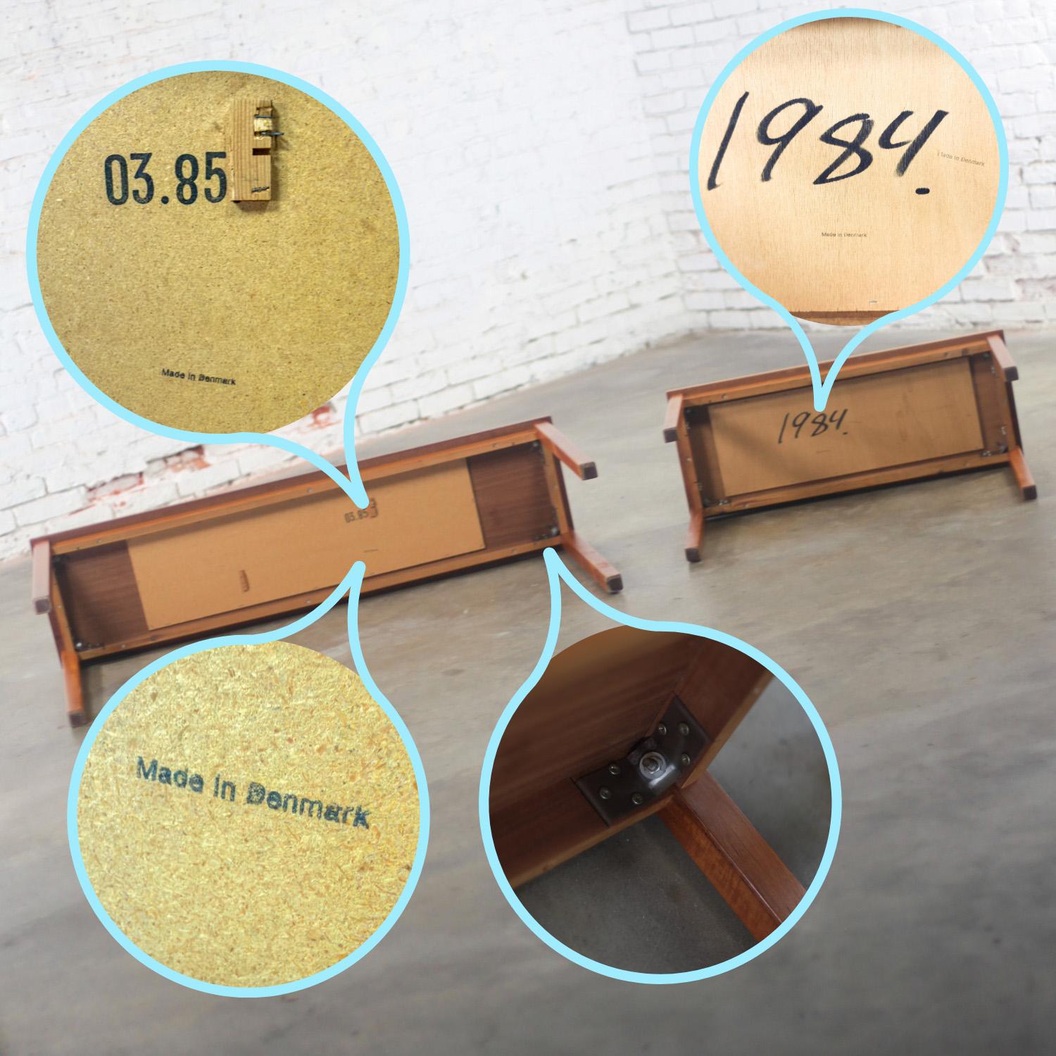 Scandinavian Modern Pair of Teak Nesting Sofa Console Tables w/Tile Insert Tops For Sale 11