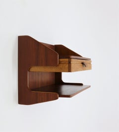 Scandinavian Modern Pair of Wall Mounted Tables in Teak & Oak, 1960s