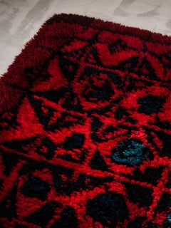 Scandinavian Modern "Palokärki" Rya Wool Rug, Designed by Kirsti Ilvessalo