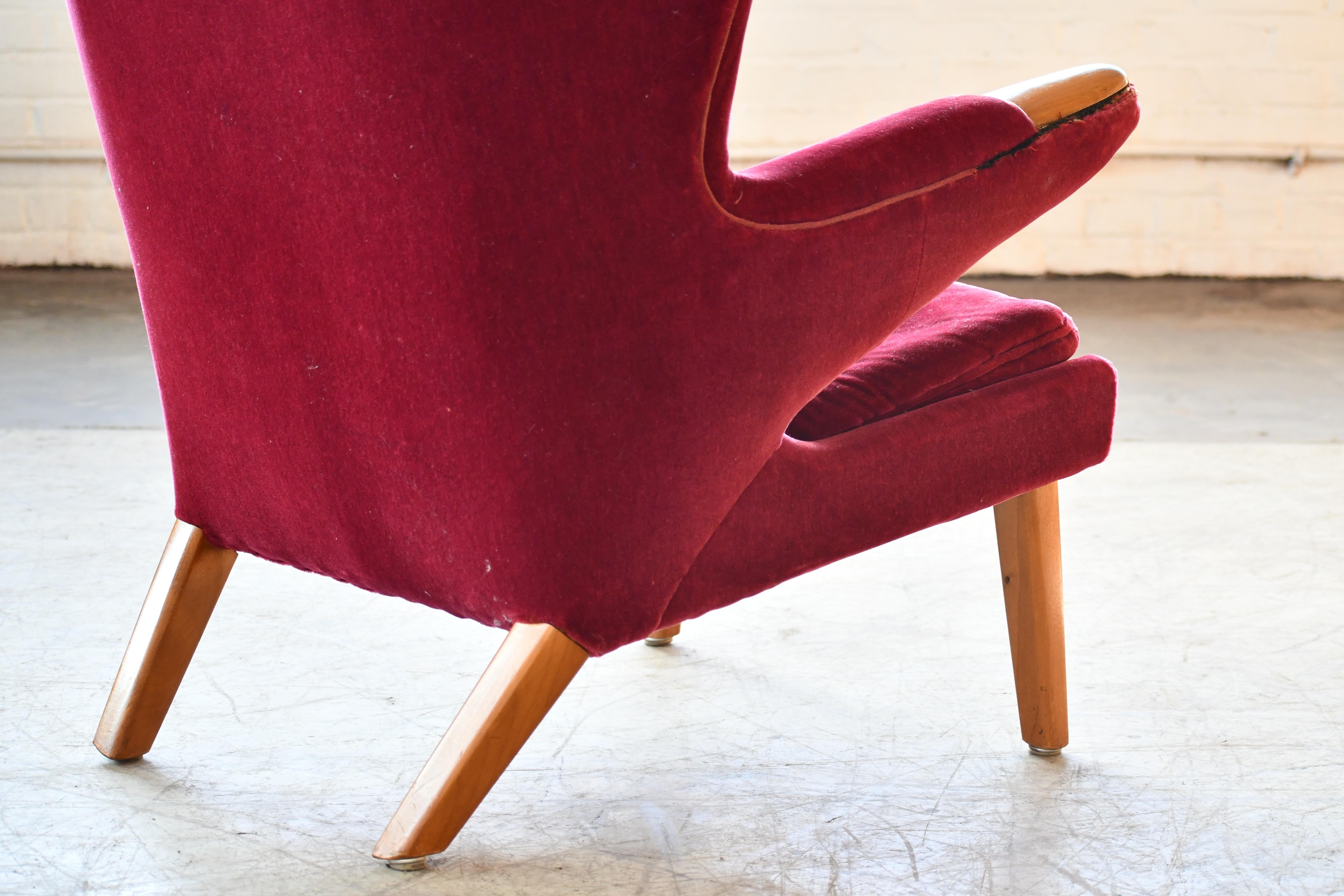 Swedish Scandinavian Modern Papa Bear High Back Lounge Chair, Sweden, 1950s