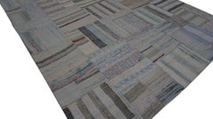 Scandinavian Modern Pastel Hues Vintage Patchwork Rug 6'7''x9'10''