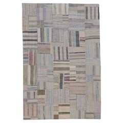 Scandinavian Modern Pastel Hues Vintage Patchwork Rug 6'7''x9'10''