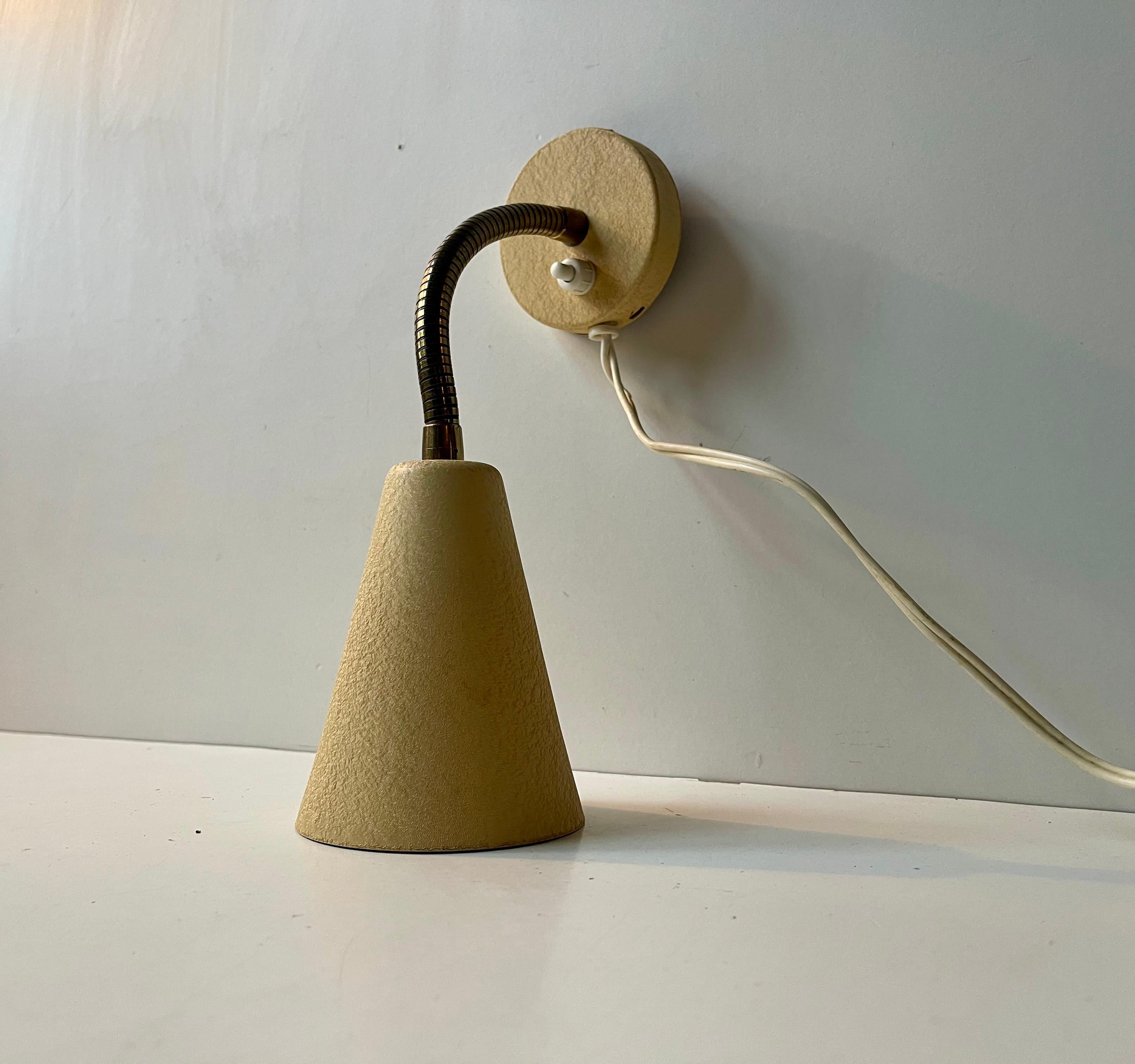 Aluminum Scandinavian Modern Pastel Yellow Wall Light by E.S. Horn, 1950s For Sale