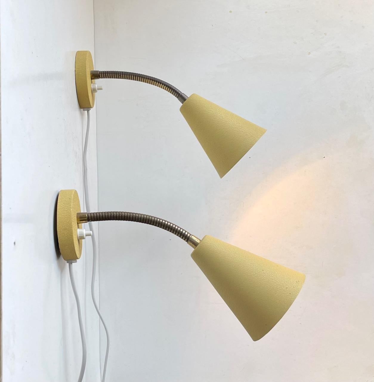 Scandinavian Modern Pastel Yellow Wall Sconces from E.S. Horn, 1950s In Good Condition In Esbjerg, DK