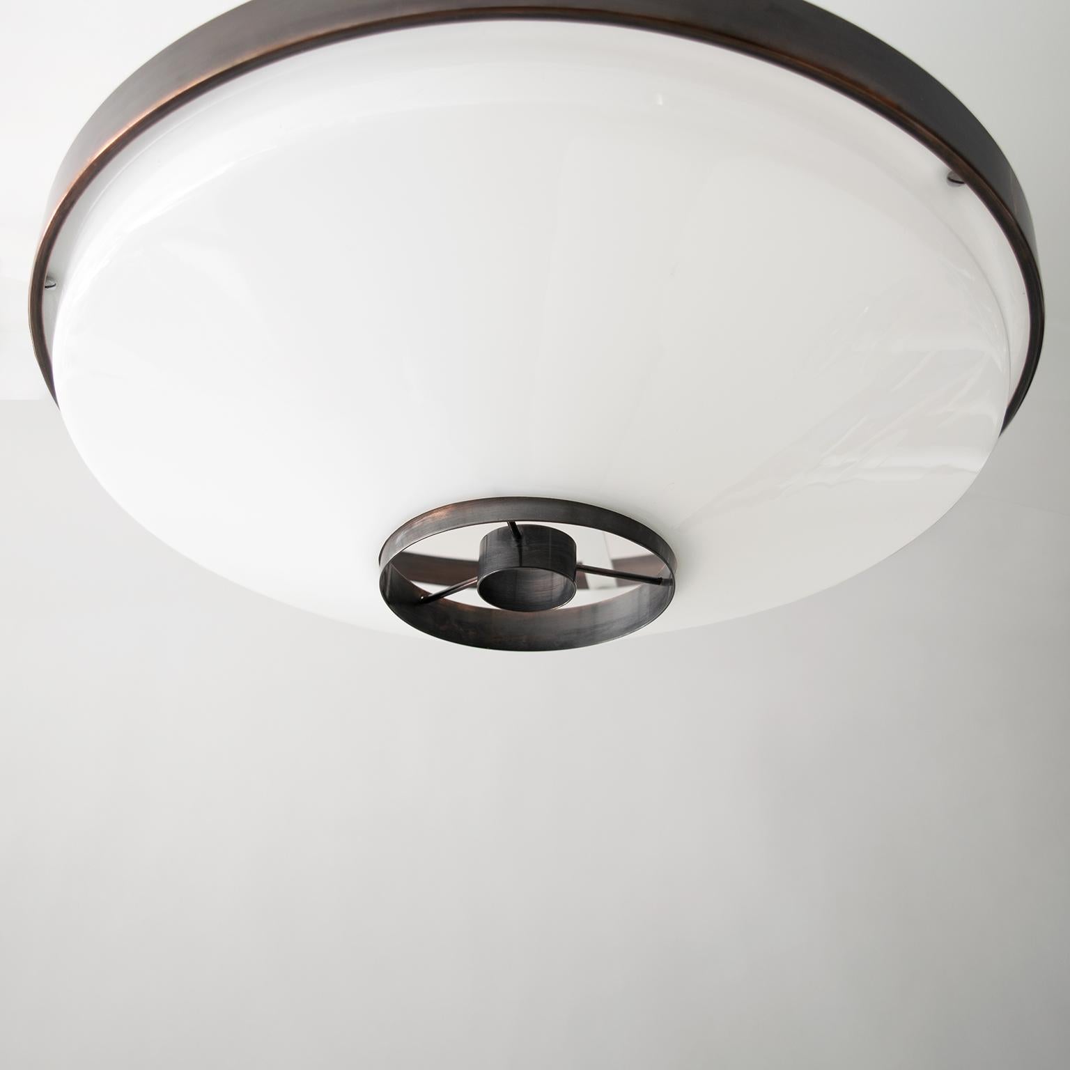 Molded Scandinavian Modern Patinated and Perspex Ceiling Fixture by Itsu, Finland