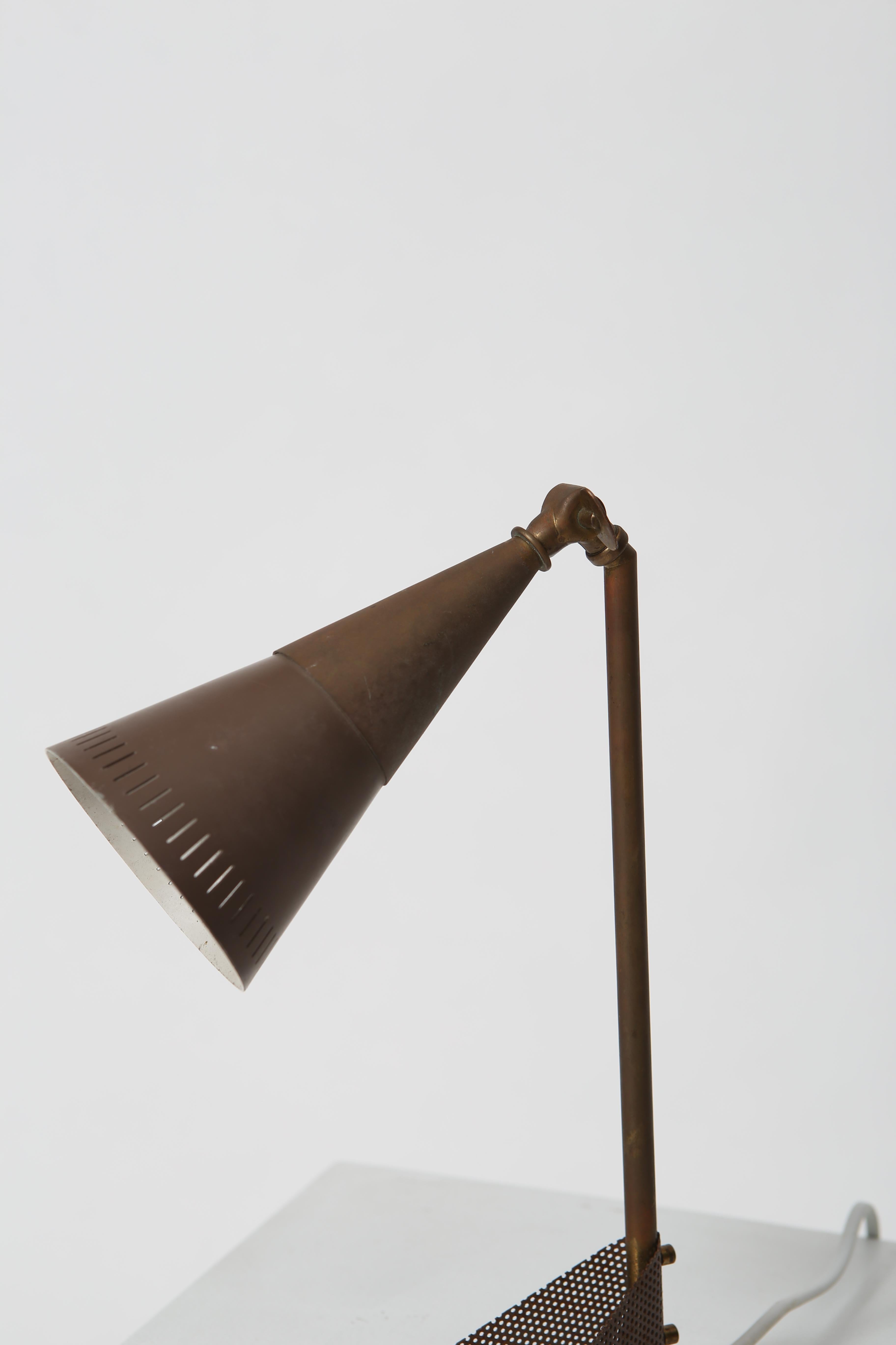 Danish Scandinavian Modern Patinated Brass Lamp For Sale