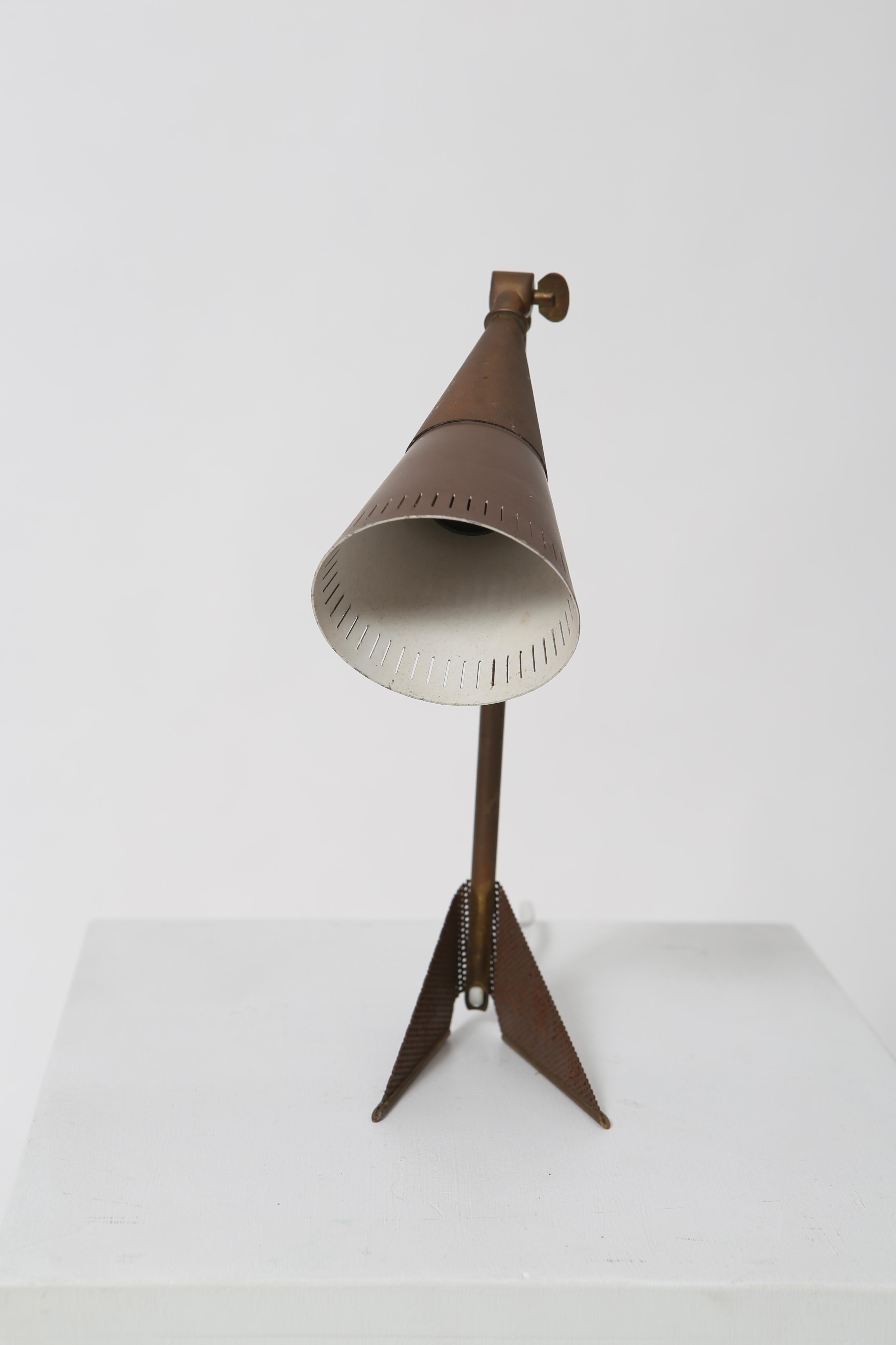 20th Century Scandinavian Modern Patinated Brass Lamp For Sale