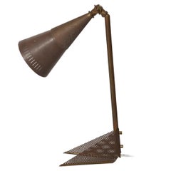 Retro Scandinavian Modern Patinated Brass Lamp