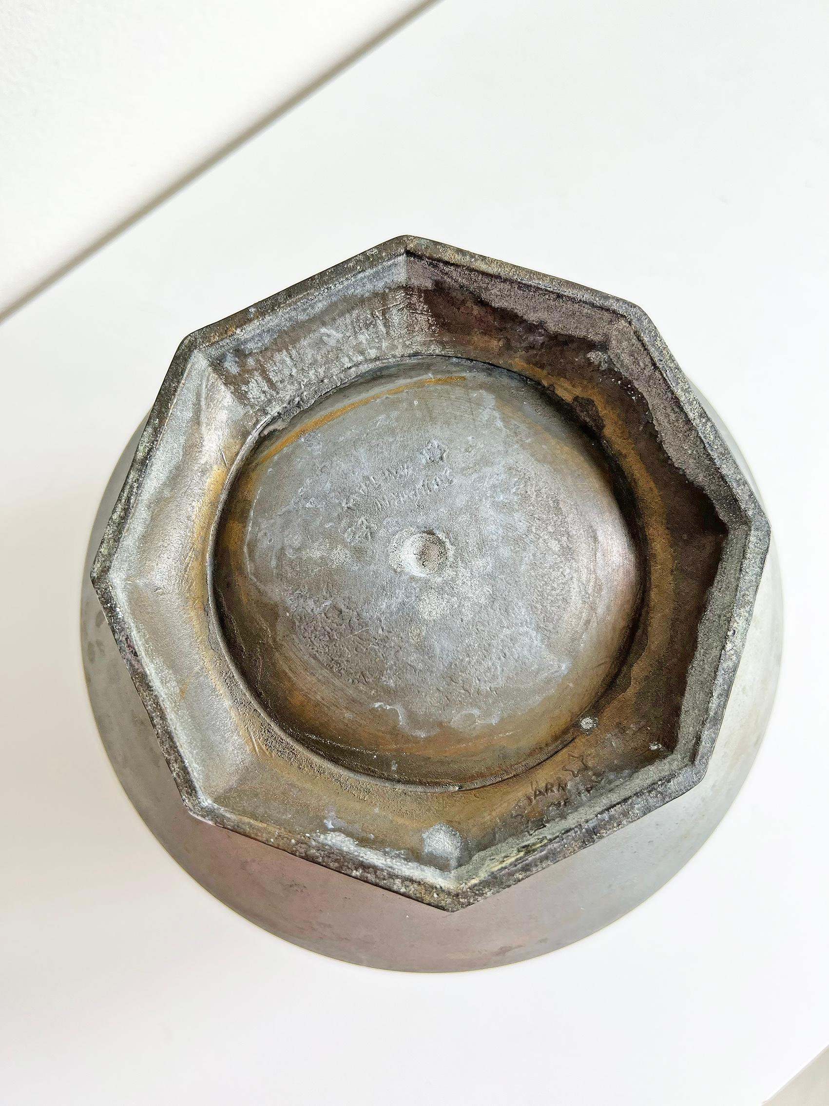 Scandinavian Modern Patinated Metal Vase from Stjärnmetall ca 1930's For Sale 5