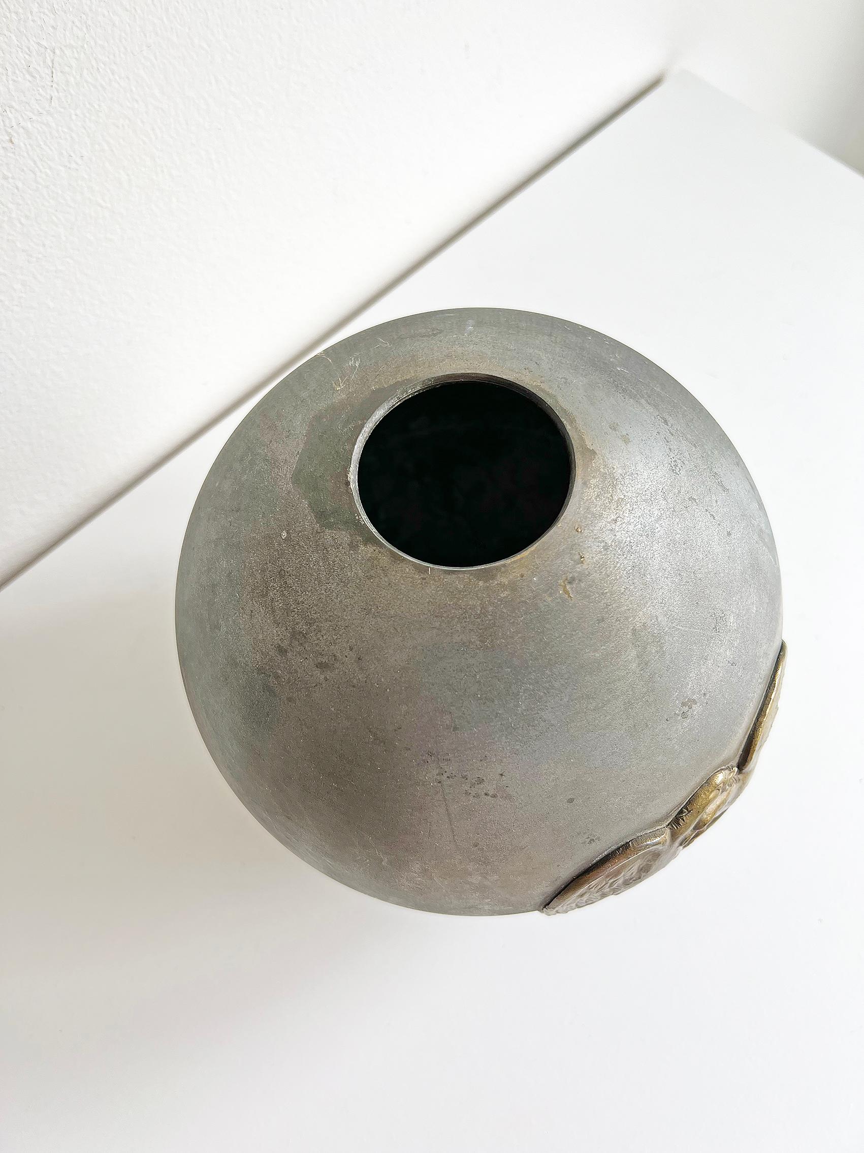 Scandinavian Modern Patinated Metal Vase from Stjärnmetall ca 1930's For Sale 2