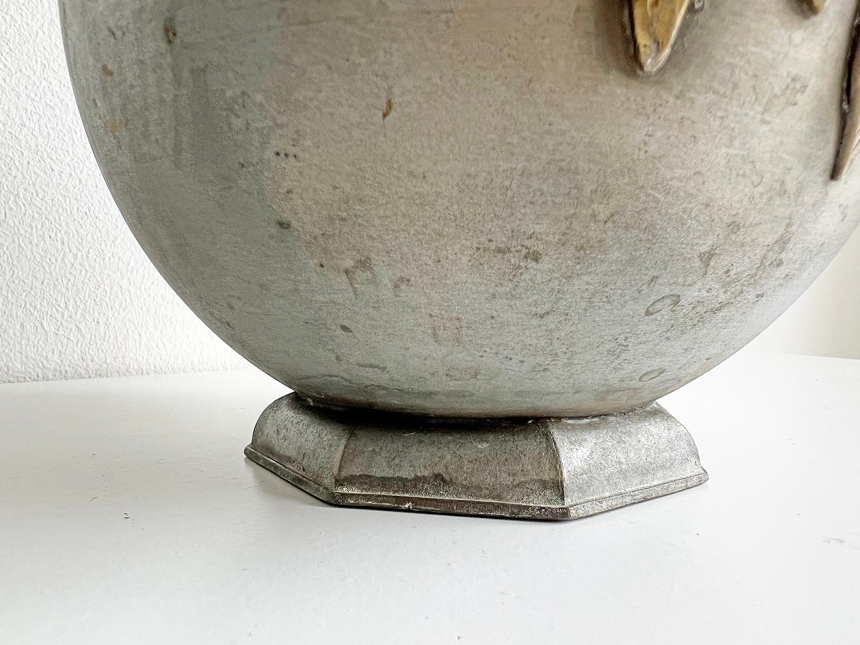 Scandinavian Modern Patinated Metal Vase from Stjärnmetall ca 1930's For Sale 3
