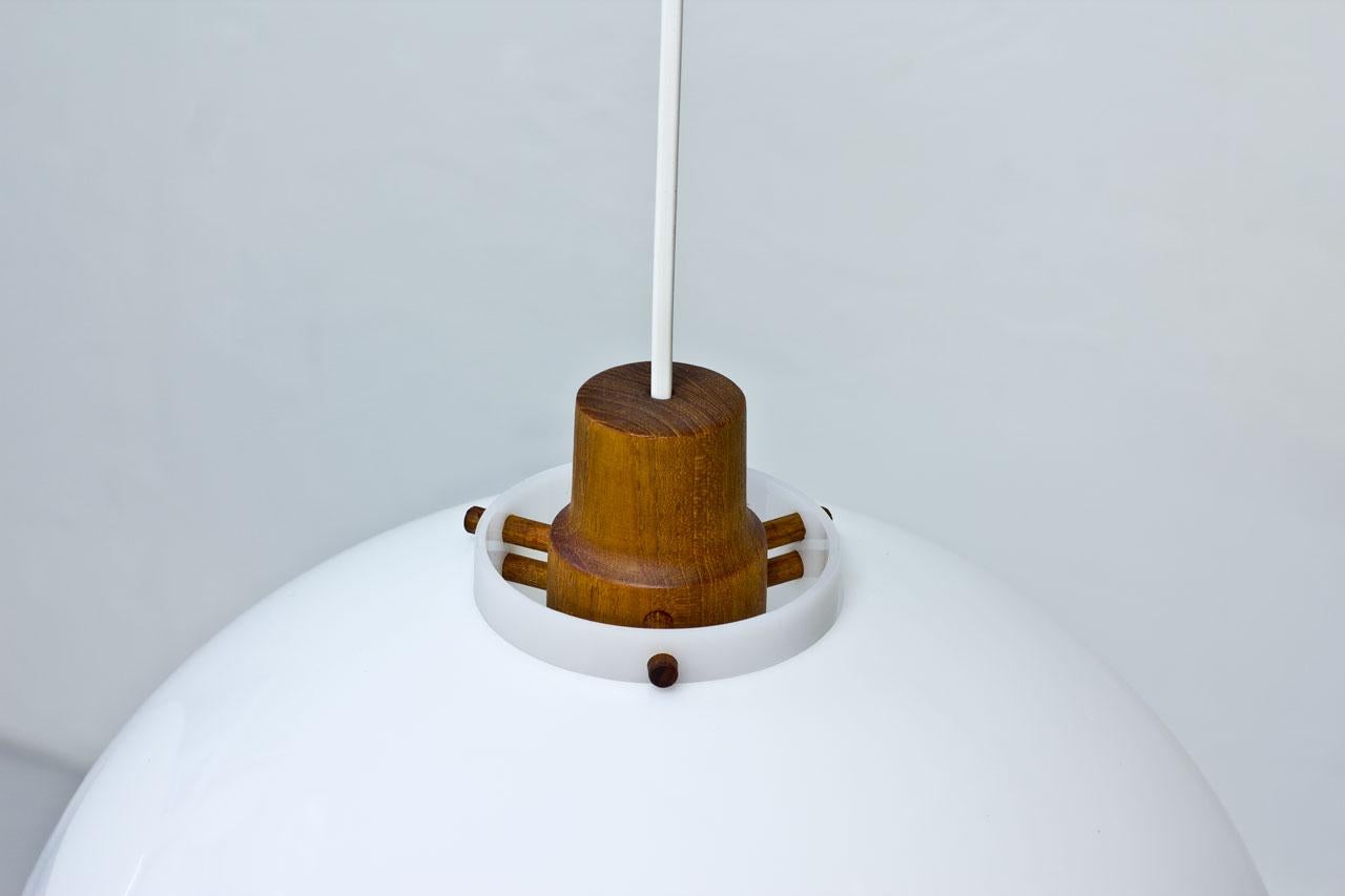 Scandinavian Modern Pendant Lamps in Teak and Acrylic by Luxus, Sweden, 1950s 2
