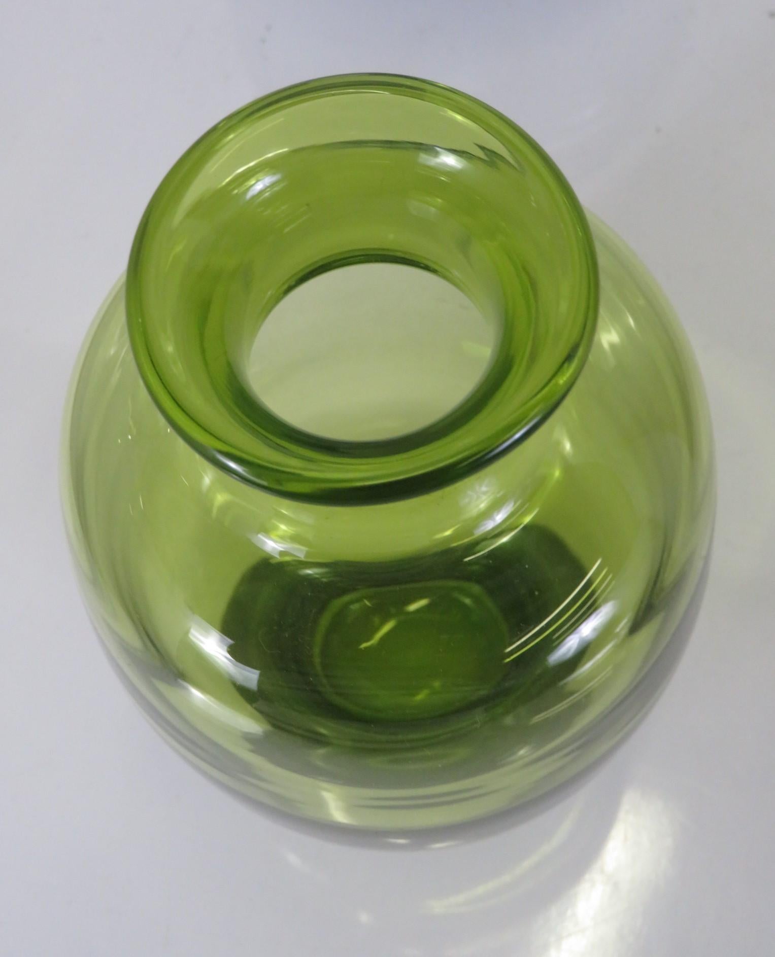 Scandinavian Modern Per Lutken Blown Glass Vessels, Holmegaard Group 3 Pcs 1950 In Good Condition For Sale In Miami, FL