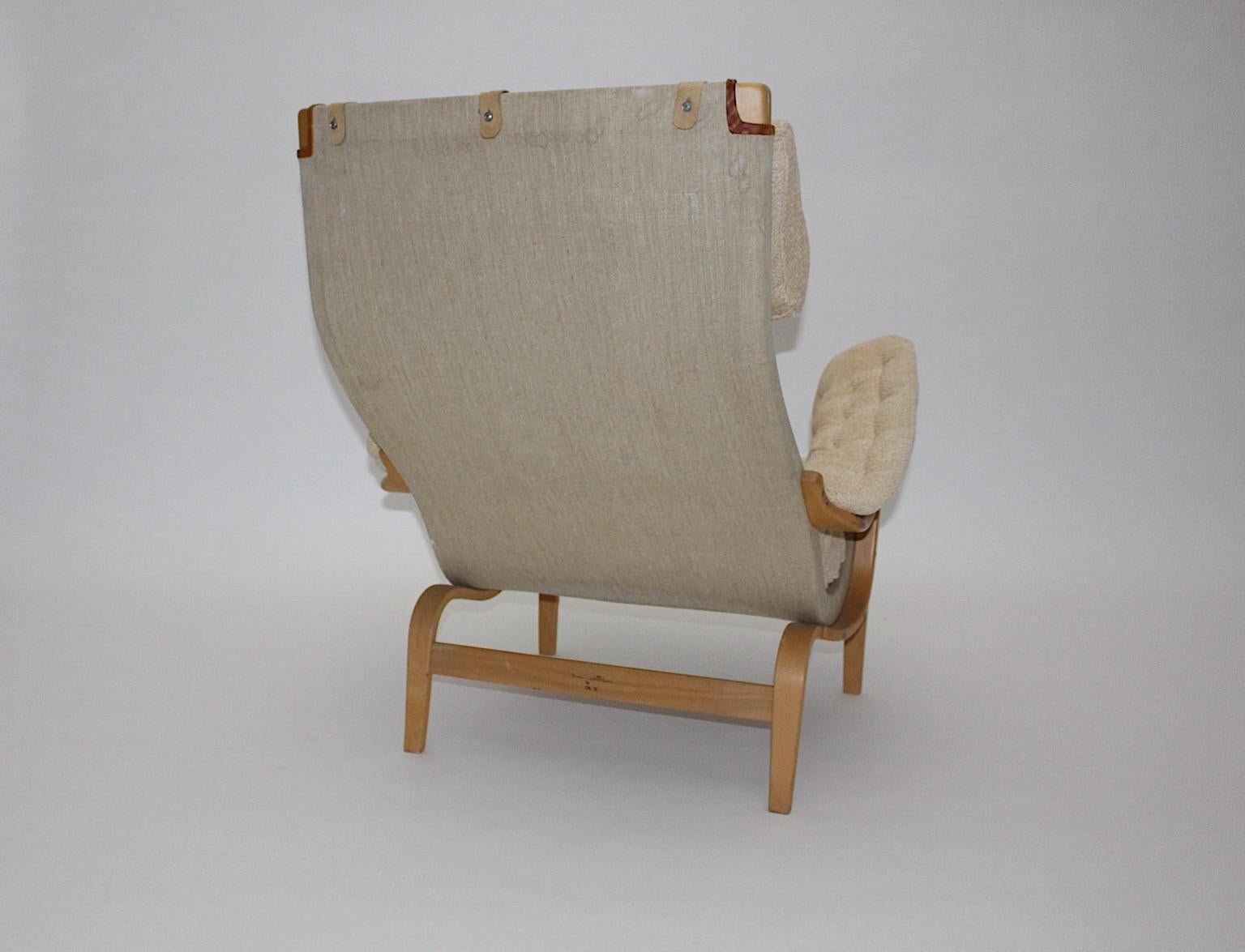 Scandinavian Modern Pernilla Lounge Chair Ottoman Bruno Mathsson DUX 1970 Sweden For Sale 12