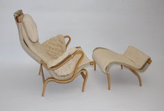 Scandinavian Modern Pernilla Lounge Chair Ottoman Bruno Mathsson DUX 1970 Sweden