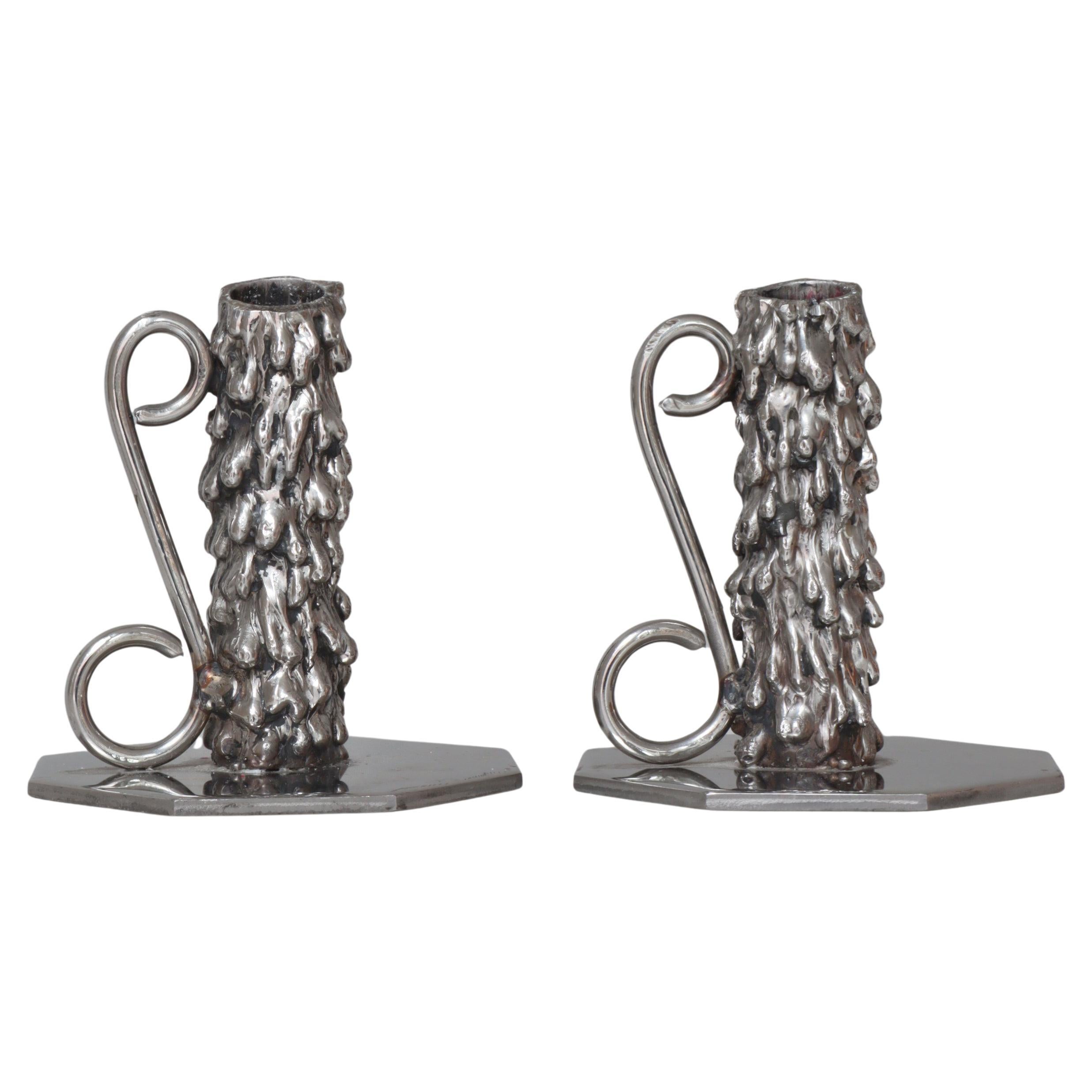 Scandinavian Modern Pewter Drip Candle Holders by Avesta Jernverk, Sweden, 1960s