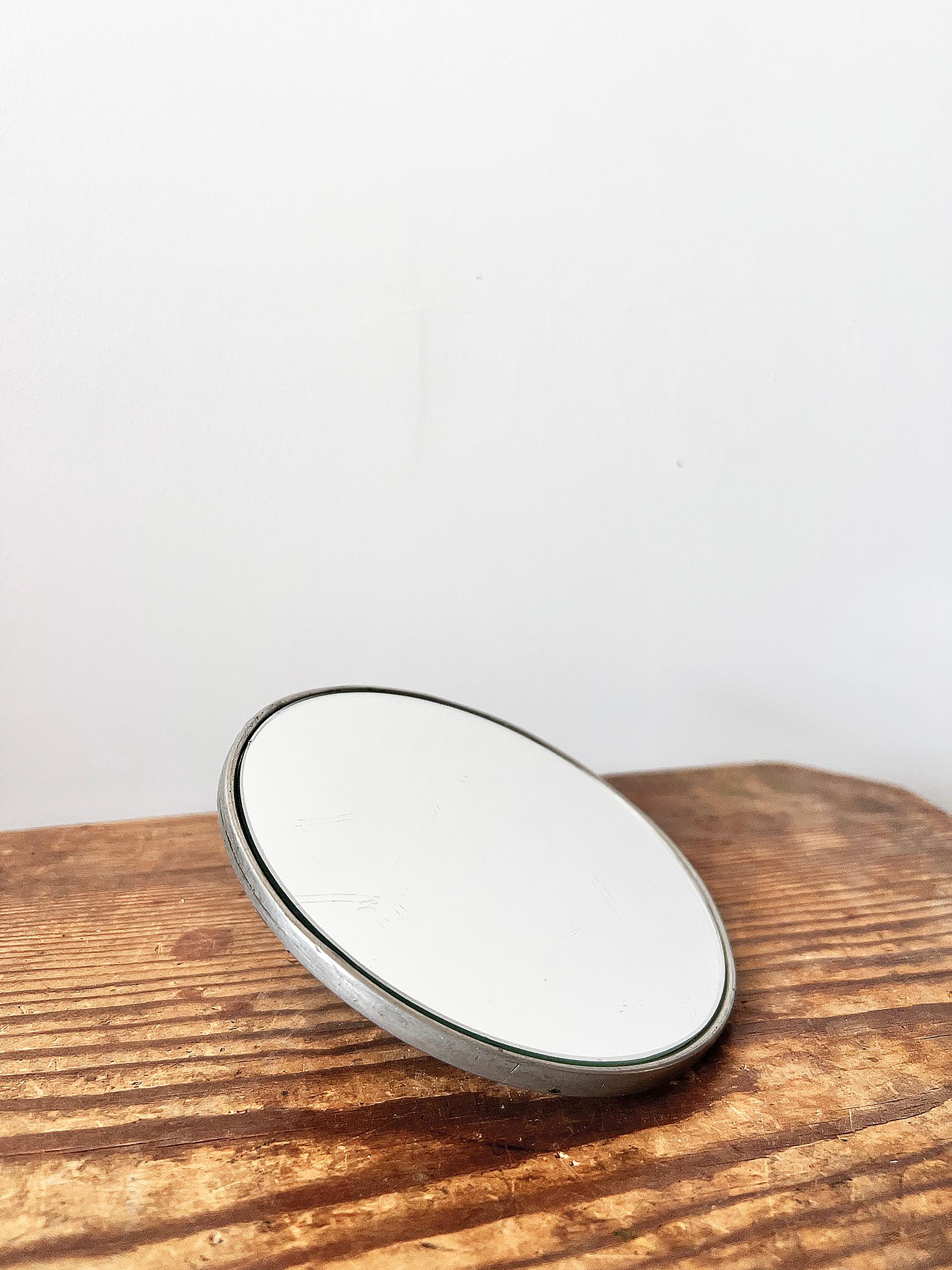 Scandinavian Modern Pewter Vanity Mirror, Sweden Ca 1930 - 1940's In Good Condition For Sale In Örebro, SE