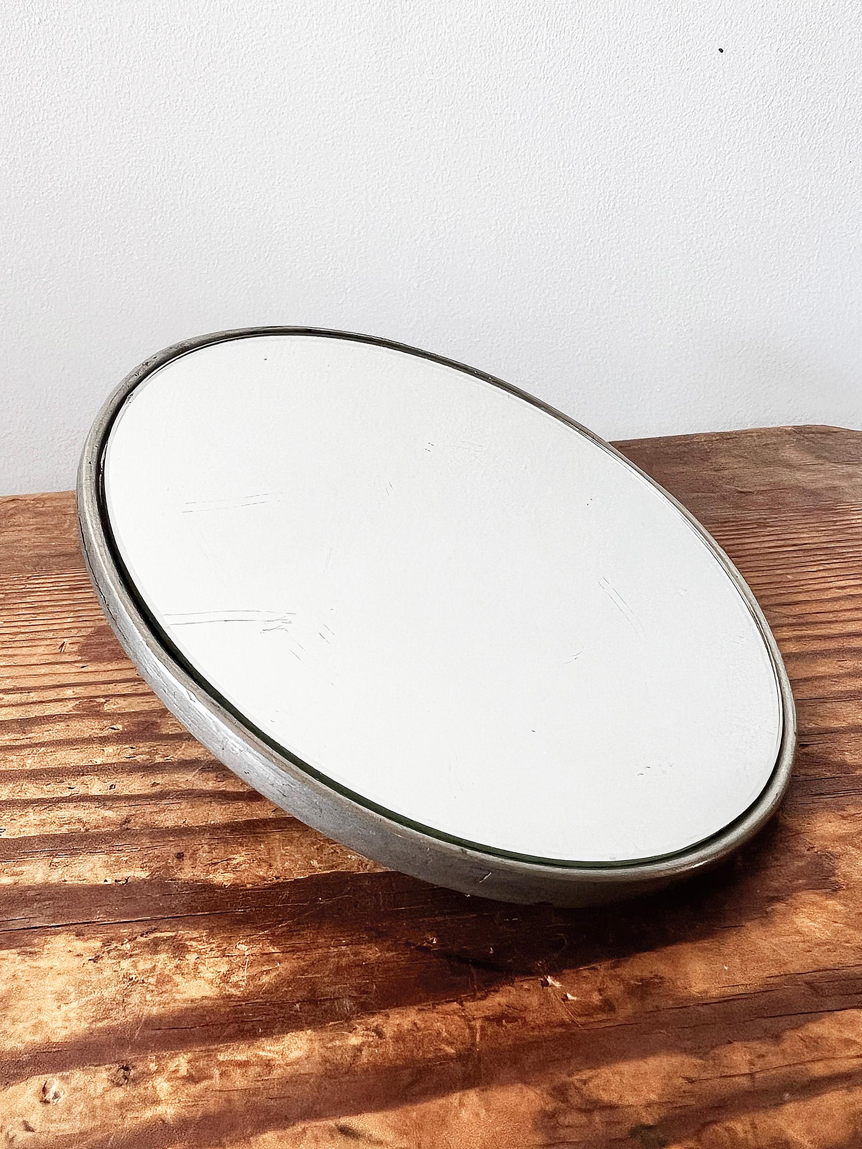 Mid-20th Century Scandinavian Modern Pewter Vanity Mirror, Sweden Ca 1930 - 1940's For Sale
